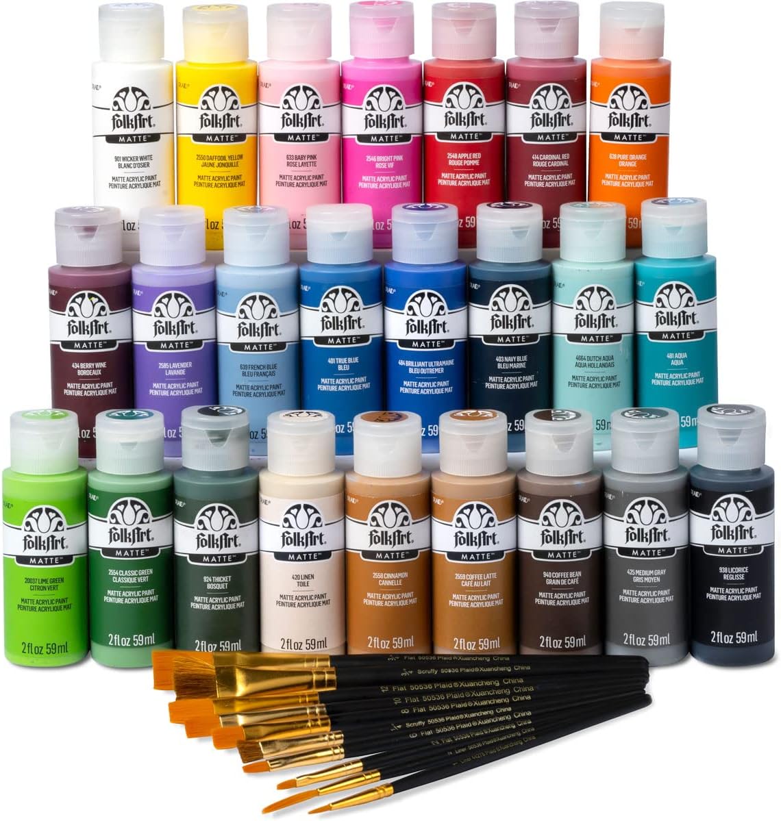 24-Bottle Acrylic Set + 10 Brushes